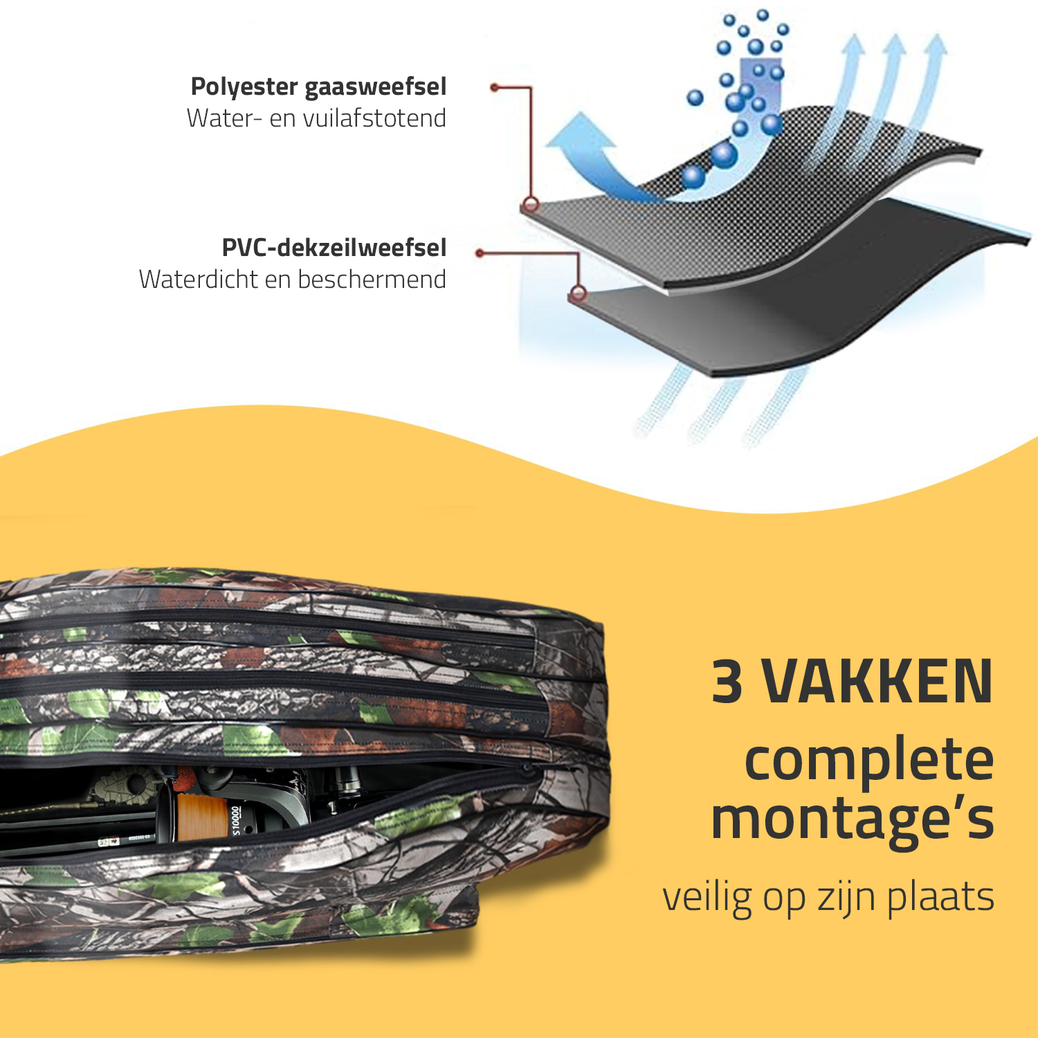 Traxis  Hengel Foudraal -1.45m - Plek voor 3-Hengels - Camouflage Rod Bag - Foedraal