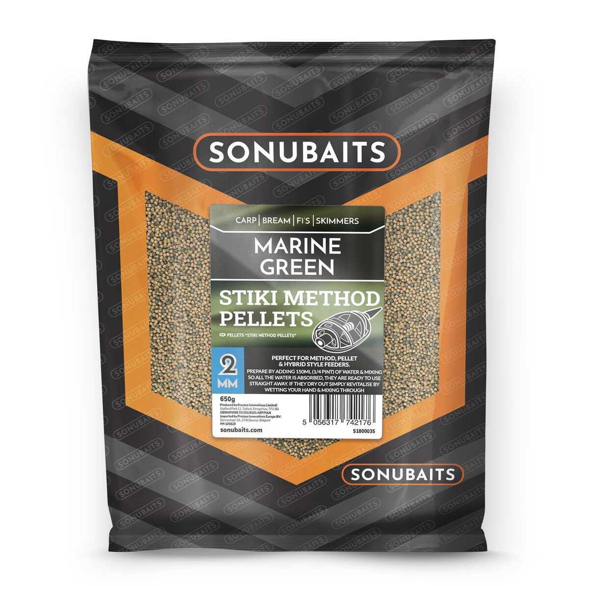 Sonubaits Stiki - Marine Green - Method Pellets - 2mm - 650gr