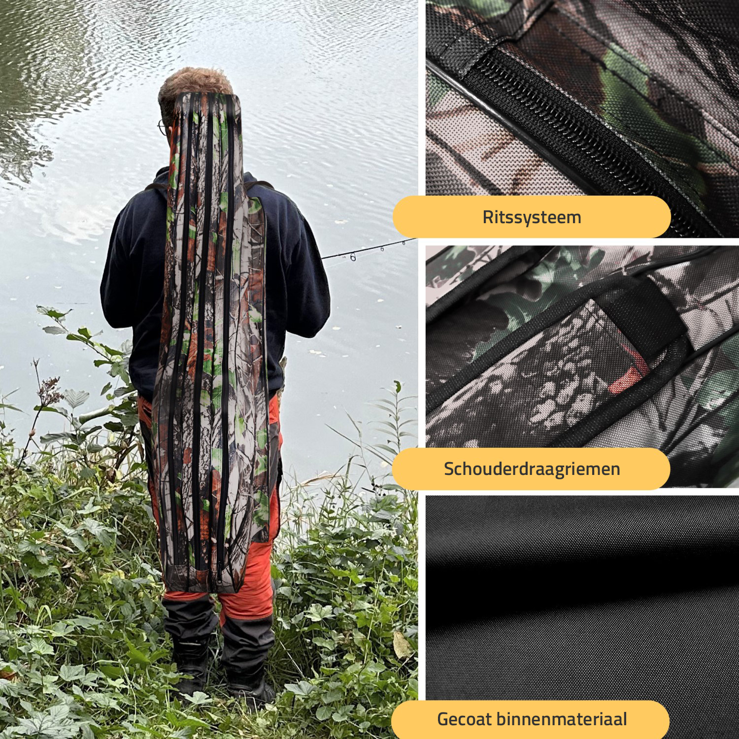 Traxis  Hengel Foudraal -1.45m - Plek voor 3-Hengels - Camouflage Rod Bag - Foedraal