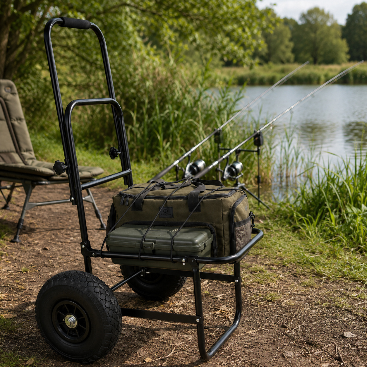 Eurocatch Transportkar met Uitschuifbaar Handvat | Viskar | Trolley | Strandkar | 100x40x31cm 