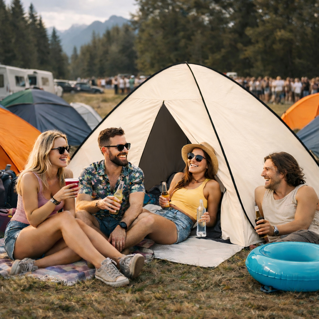Eurocatch Festival Tent - Creme - 200x 130cm Waterproof - 210D Oxfort nylon