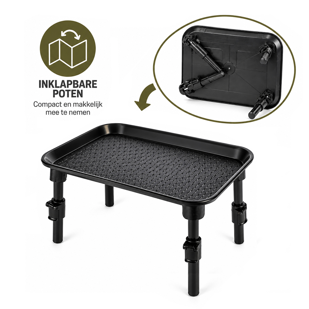 X2 Bivvy Table - Bivvytafel - Camping Tafel - Opvouwbaar - 35x25x20cm - Zwart