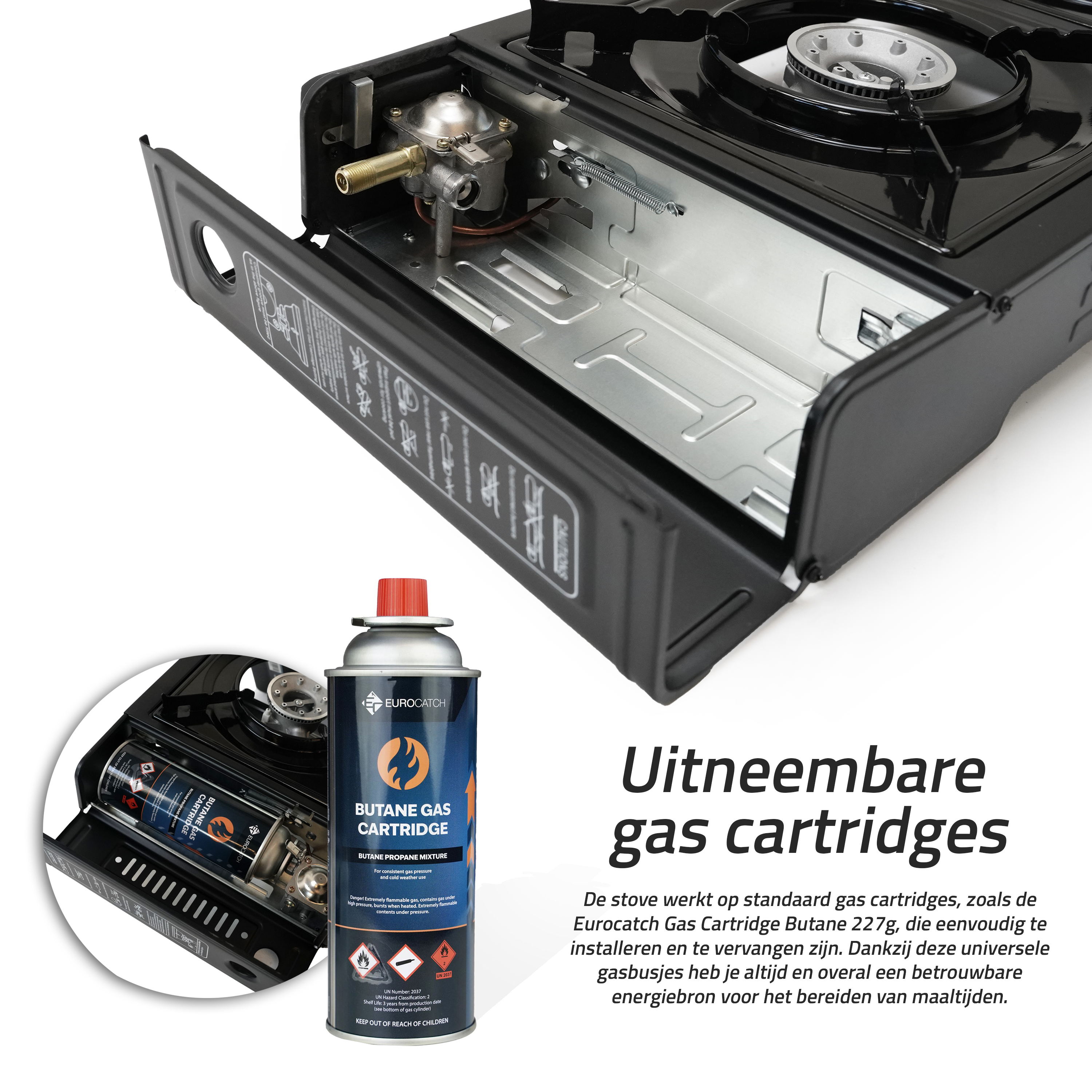 Eurocatch Dual Gas Stove  2 pits Kooktoestel op gas incl 16 Gasbussen