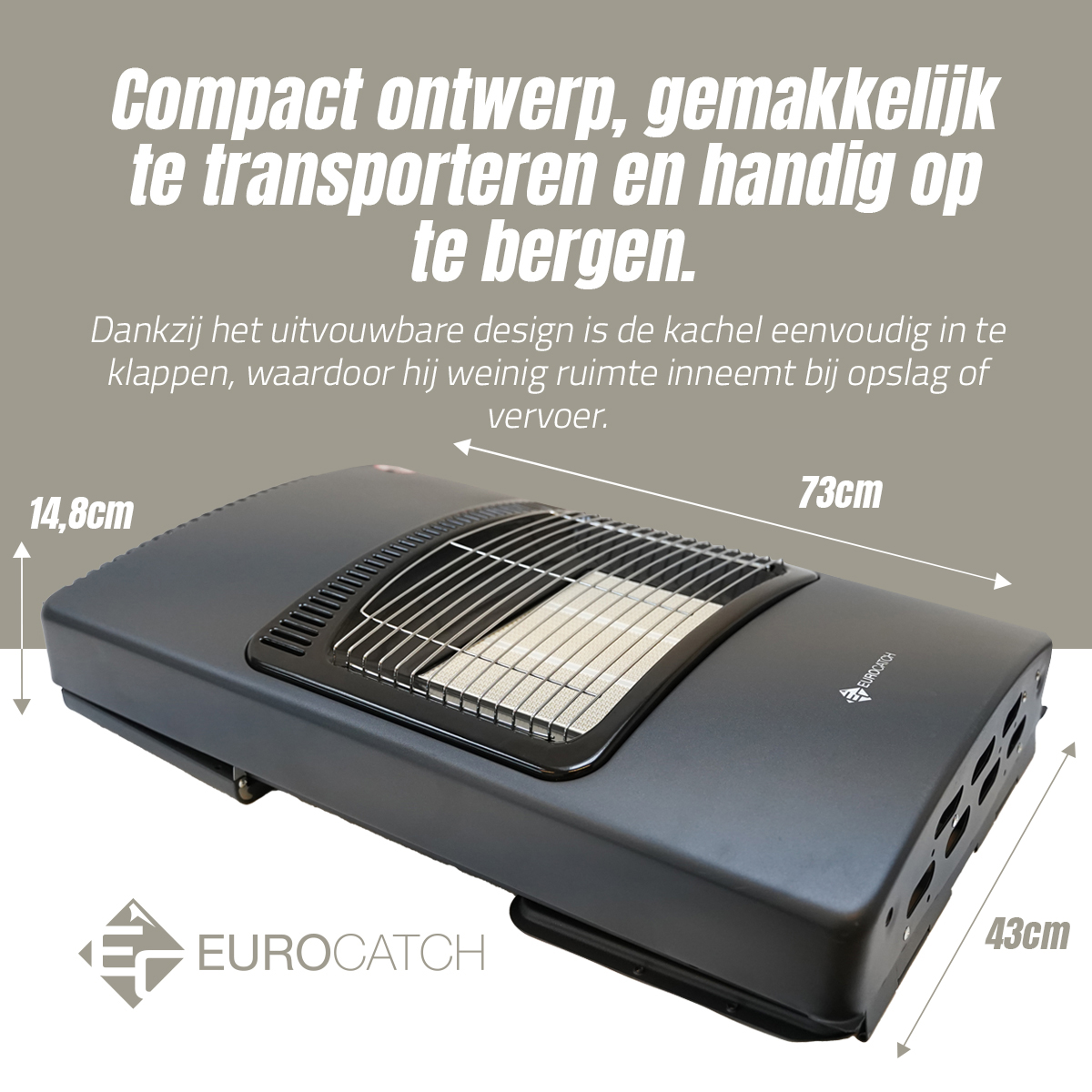 Eurocatch Gaskachel - Mobiele kachel Incl. Slang en Drukregelaar - Zwart - 4200W