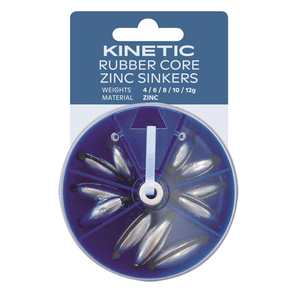 Kinetic Rubber Core Zinc Sinkers Assortment | Verdeeldoos | Loodvrije Gewichtjes
