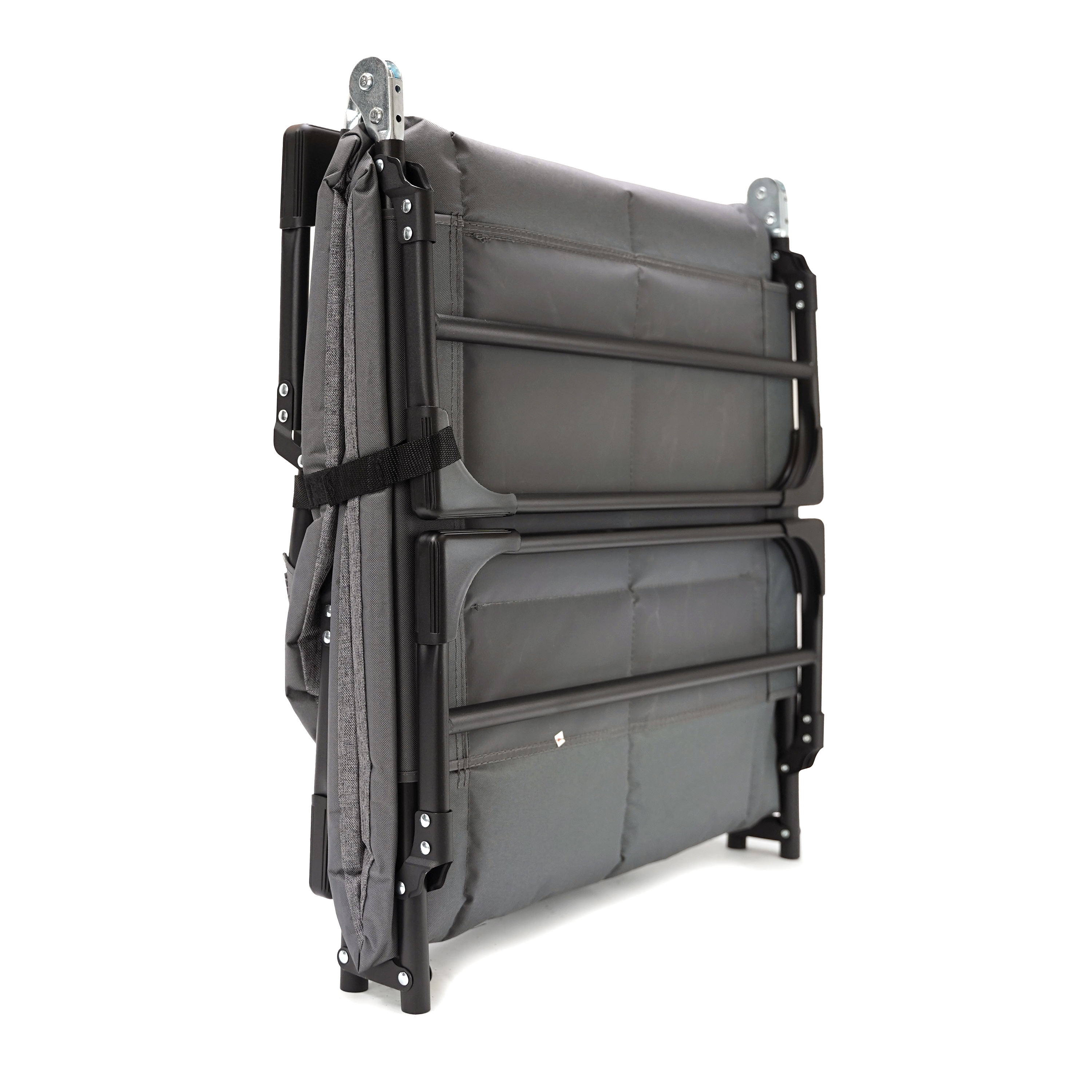 Eurocatch Opvouwbare Camping Stretcher – Verstelbaar Veldbed met 5-Standen Rugleuning, 4 Stevige Beugels, Zijvak, Gevuld Hoofdkussen – Compact & Comfortabel – 195×65×27 cm