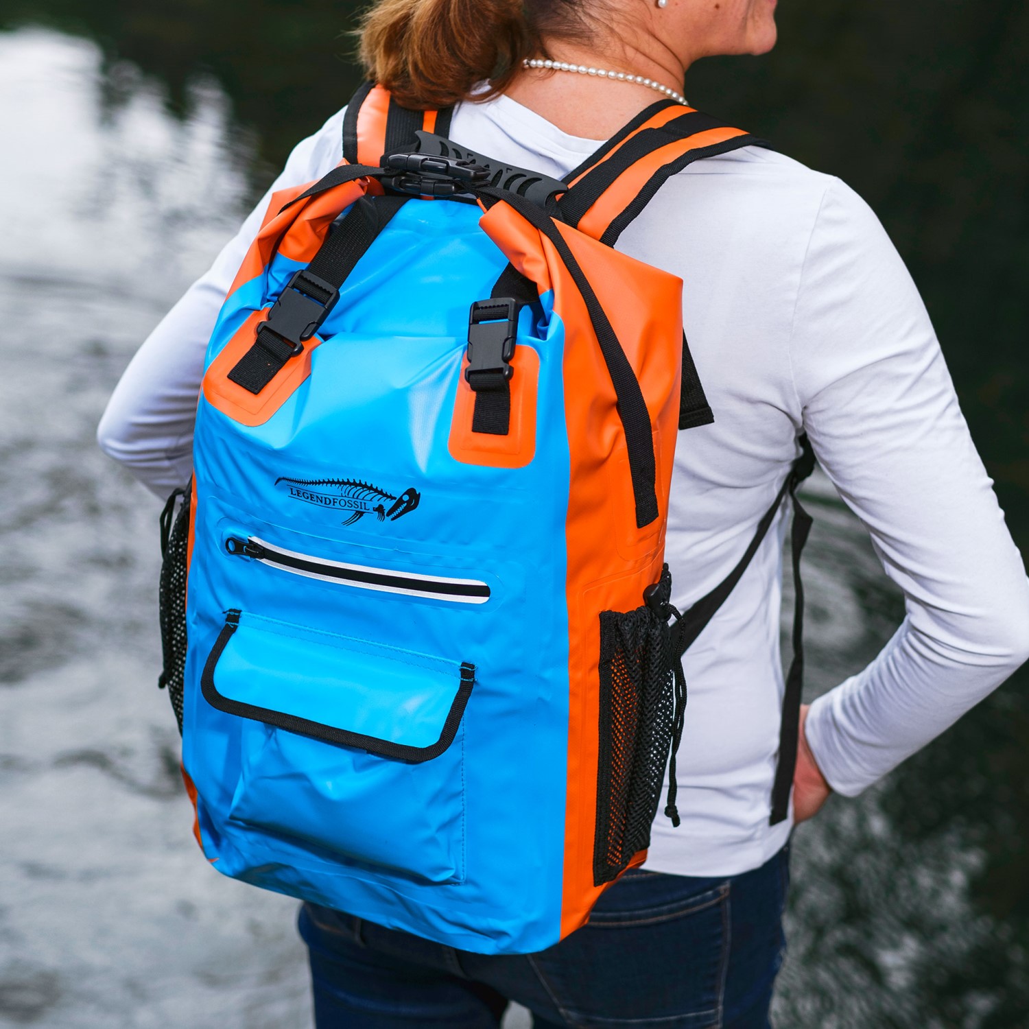 Legendfossil - Tarpaulin Rucksack Traveller - Bleu-Orange - 30L - Waterdicht - Rugzak - Backpack - Blauw - Oranje