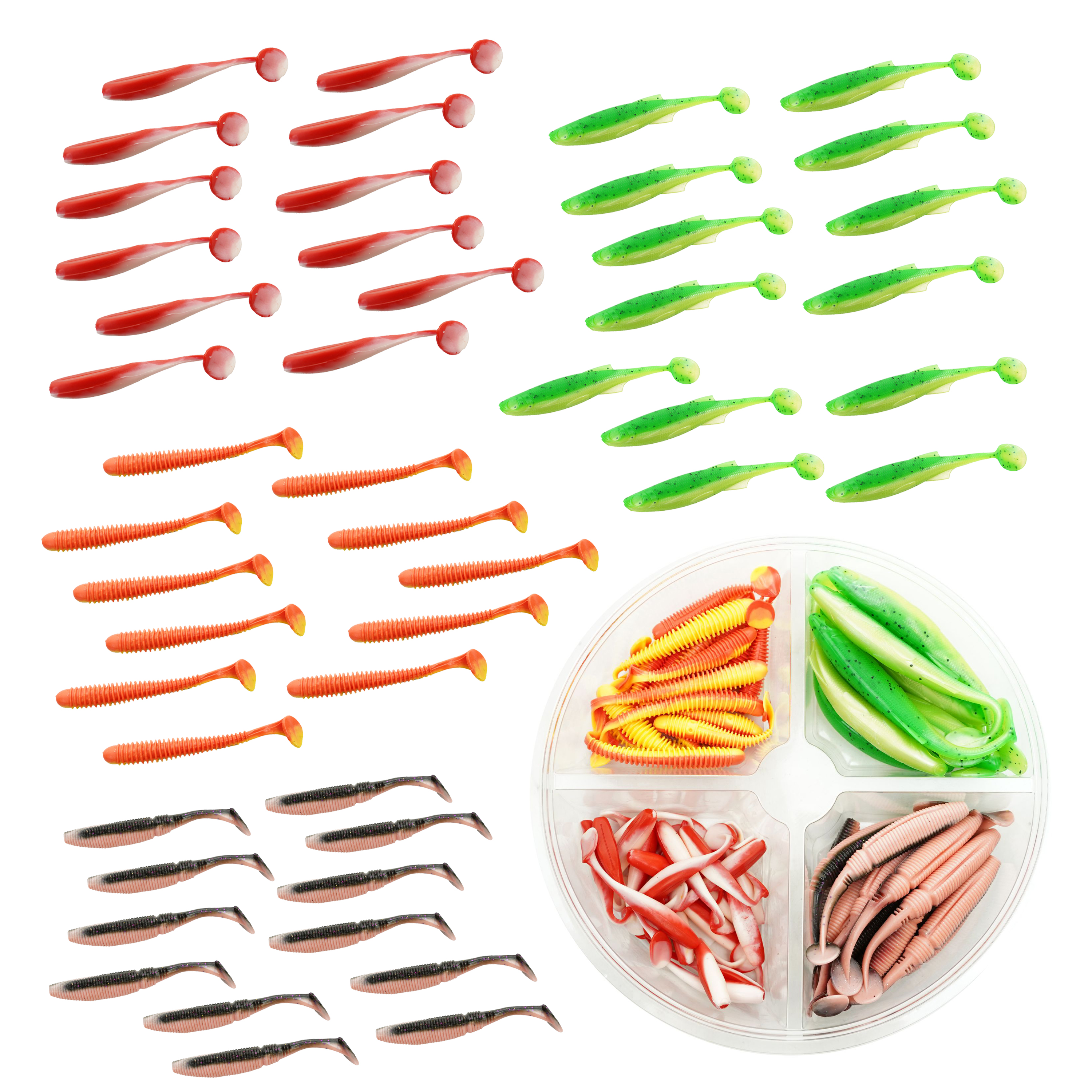 Fish-Xpro Softbait Set Bright - Donker Water - 400gr - 7 tot 12cm +/- 60stuks 