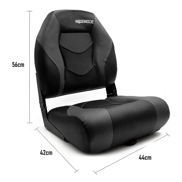 Waterside Luxus Highback Boatseat | Zwart/Grijs | Bootstoel