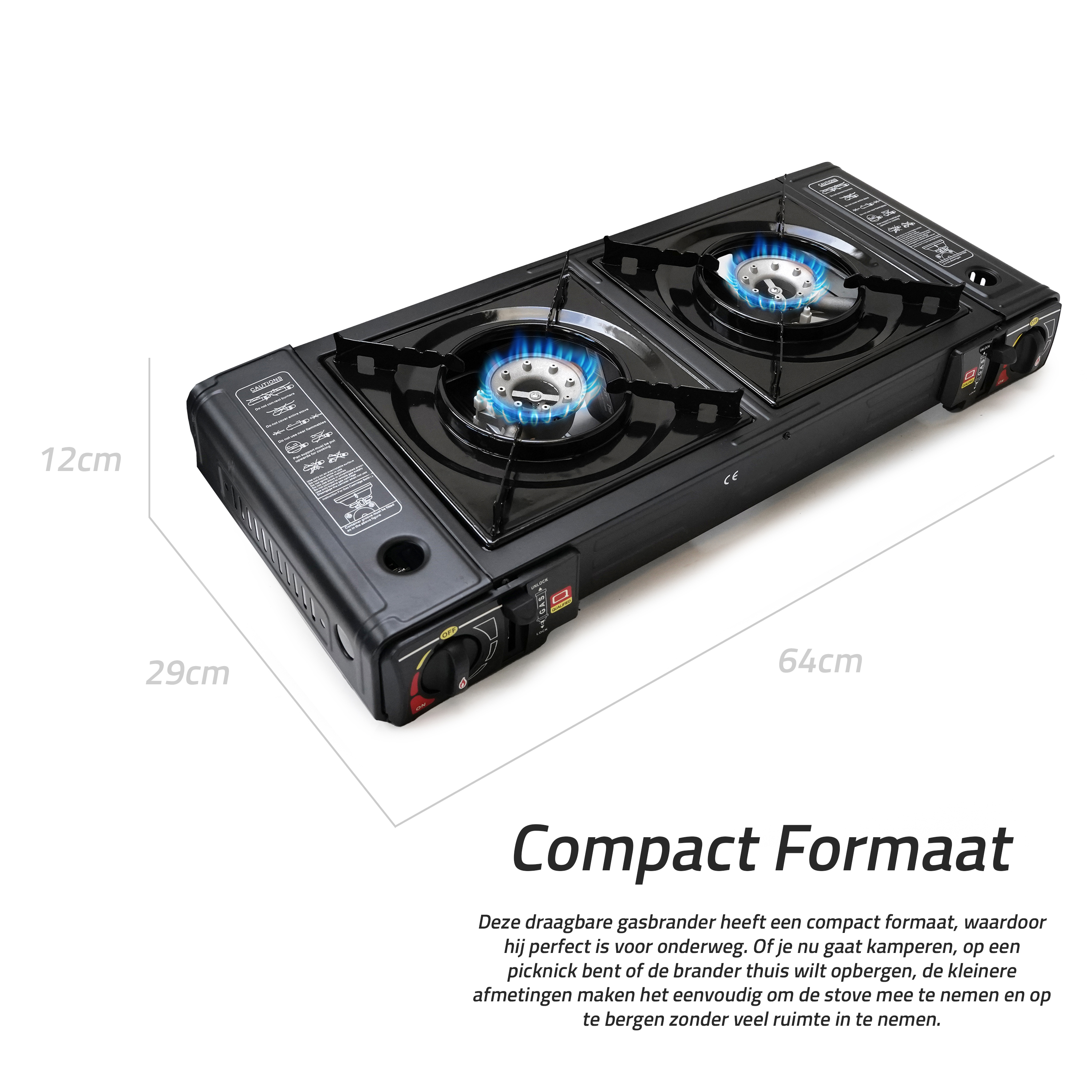 Eurocatch Dual Gas Stove  2 pits Kooktoestel op gas incl 16 Gasbussen