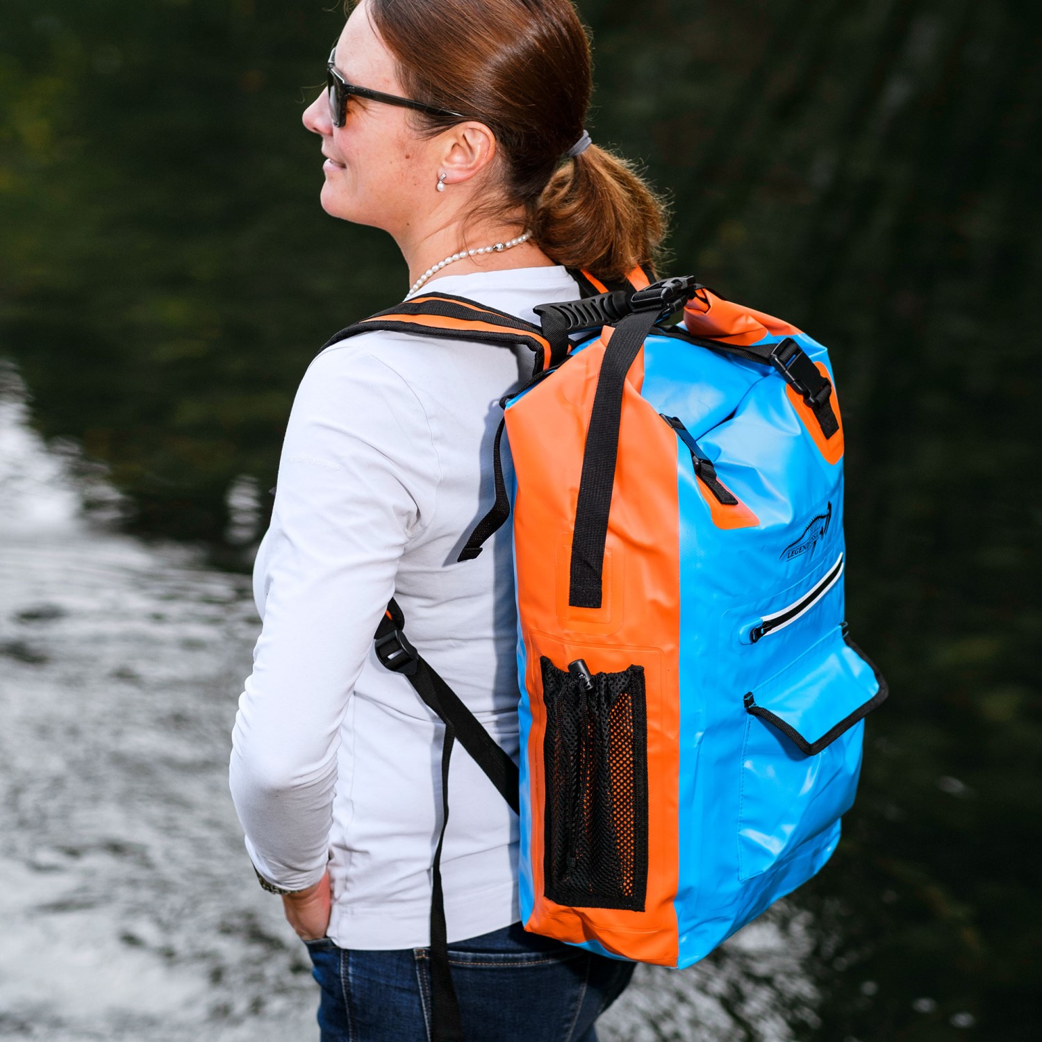 Legendfossil - Tarpaulin Rucksack Traveller - Bleu-Orange - 30L - Waterdicht - Rugzak - Backpack - Blauw - Oranje