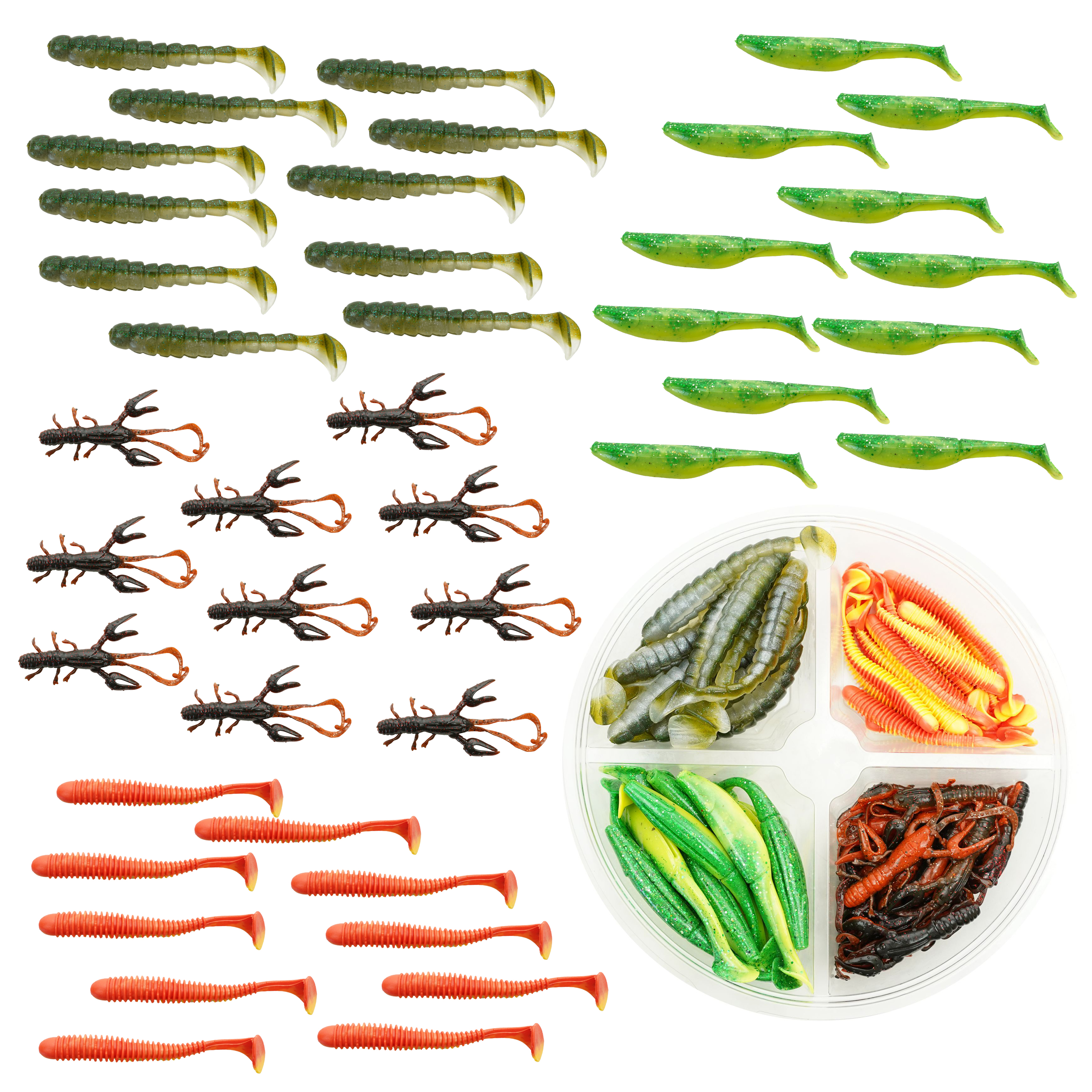 Fish-Xpro Softbait Set - Snoekbaars & Baars - 400gr - 5 tot 10cm +/- 60stuks 