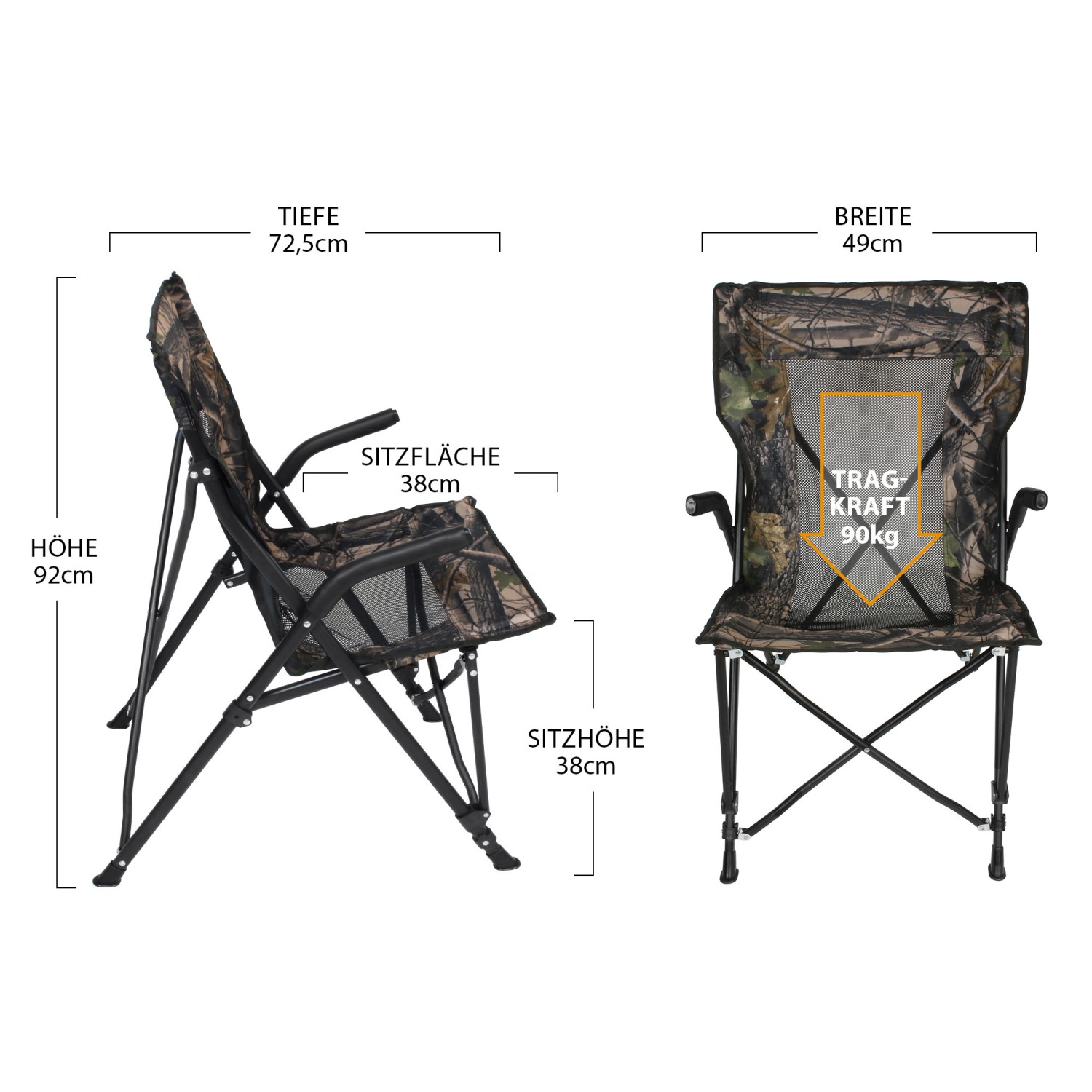 Eurocatch Camou Mesh High Back Klapstoel