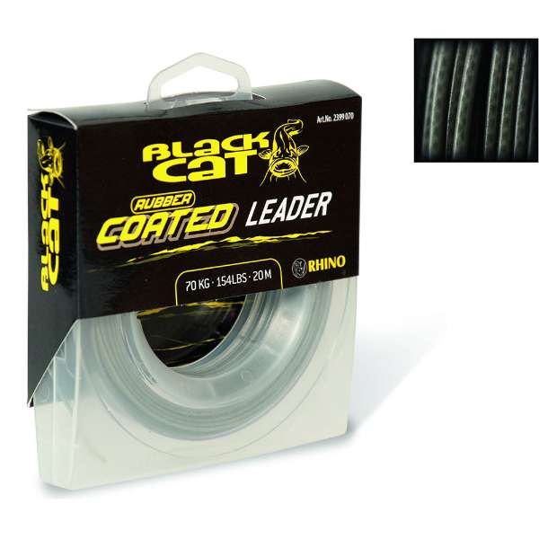 Black Cat Rubber Coated Leader | Onderlijnmateriaal | Grijs | 0.80mm | 70kg | 20m