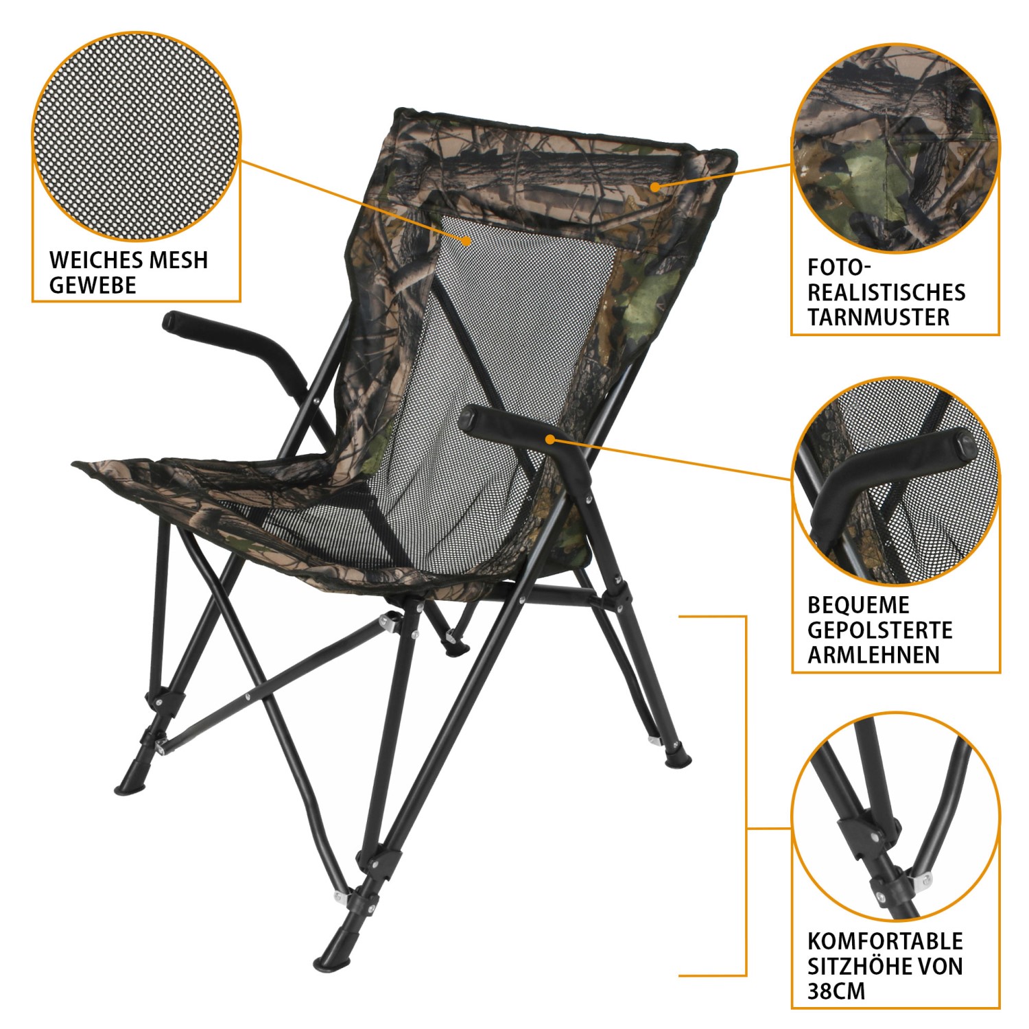 Eurocatch Camou Mesh High Back Klapstoel