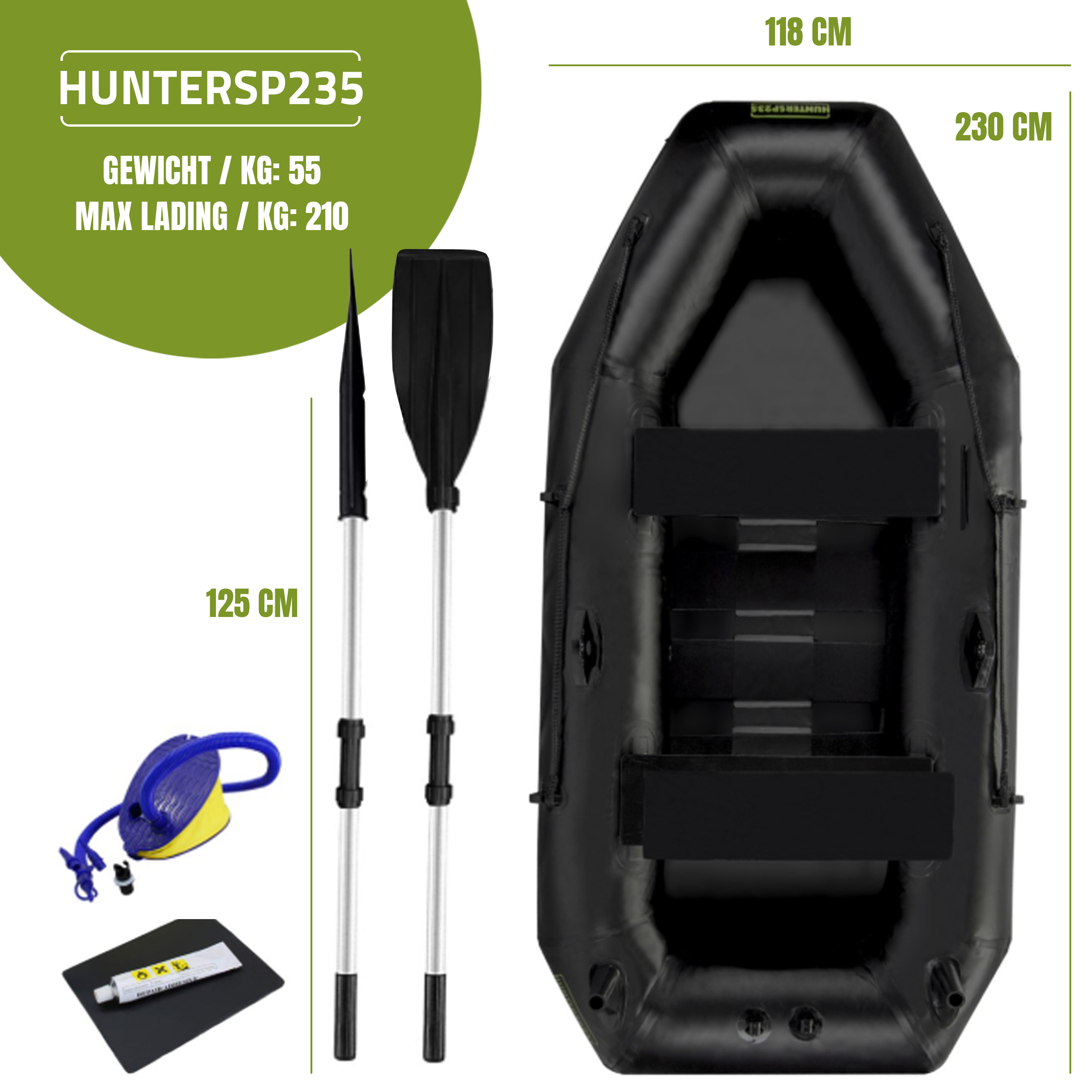 Eurocatch Hunter Opblaasbare Boot  Sp 235 | Rubberboot 2,35m Lang
