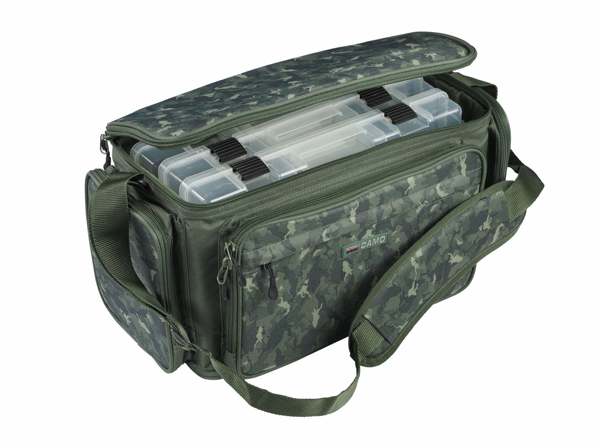 Mitchel MX Camo Stacker Bag M plus 4 Boxen - Medium Tas - incl. 4x Tacklebox 21x22x14cm - Vistas