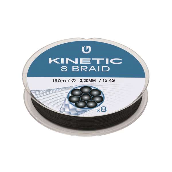 Kinetic 8 Braid | Black | Gevlochten lijn | 150m | 0.20mm | 15.0kg