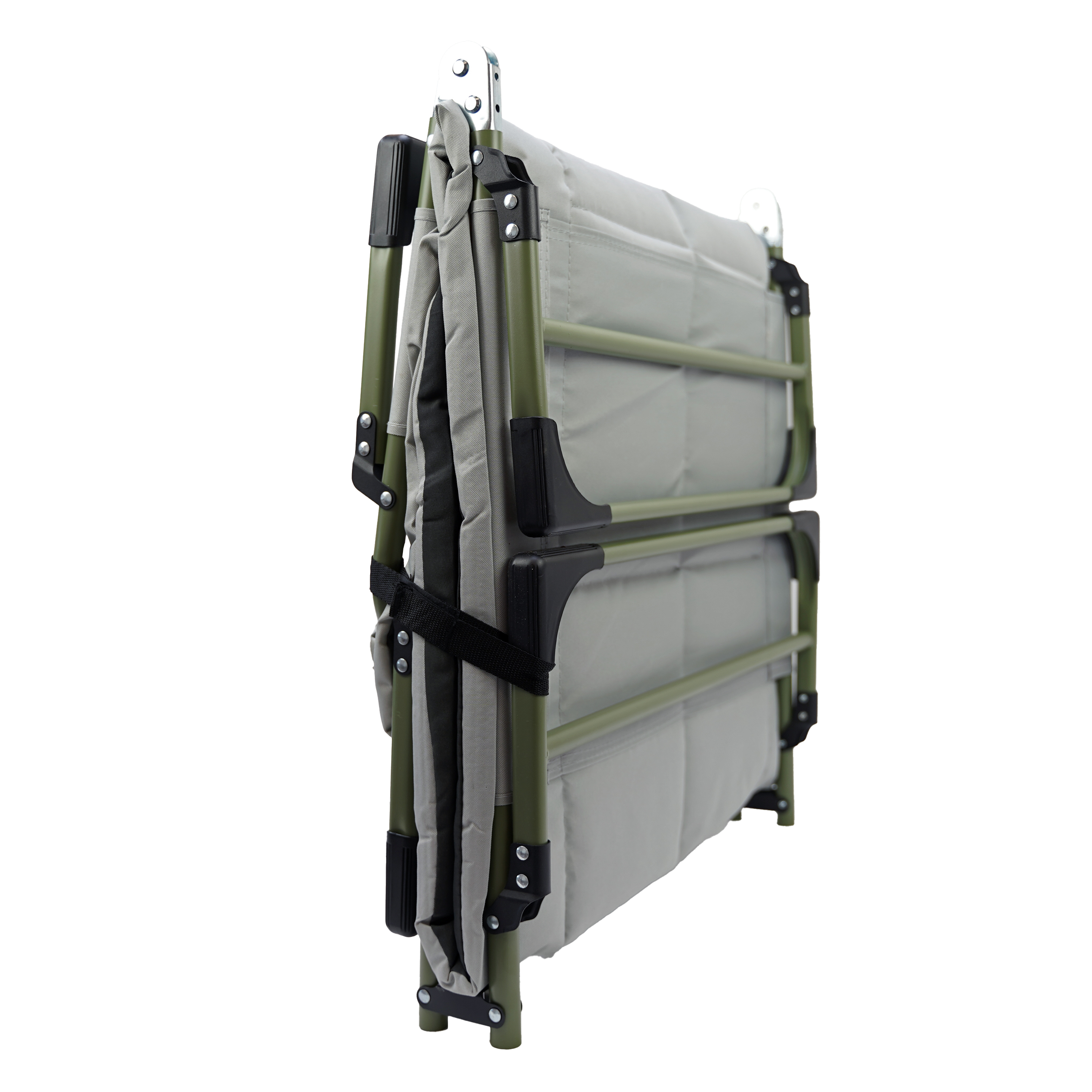 Eurocatch Karperstretcher Bedchair – 8-Poot Verstelbaar Campingbed met 5-Standen Rugleuning, Gevuld Hoofdeinde, Zijvak & Inklapbaar– Groen – 195×65×27 cm