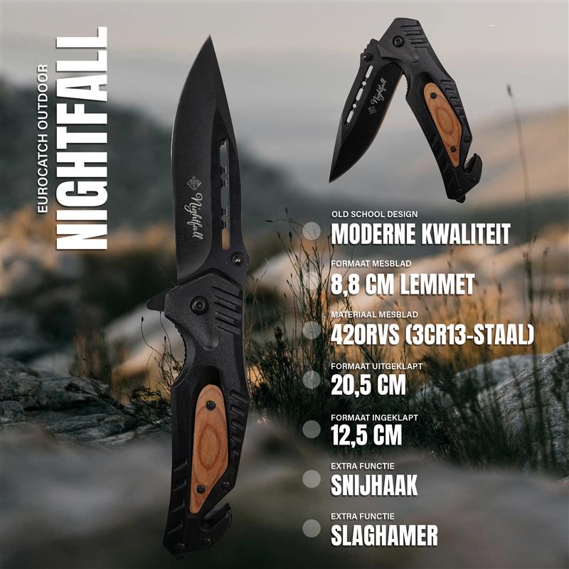 Eurocatch Zakmes -  Nightfall - 420RVS - Snijblad 8.8cm 