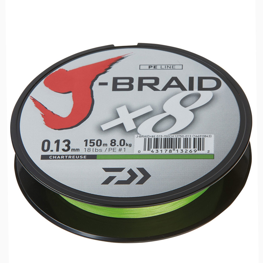 Daiwa J-Braid X8 | Chartreusse | Dyneema |  0.24mm | 150m 18Kg