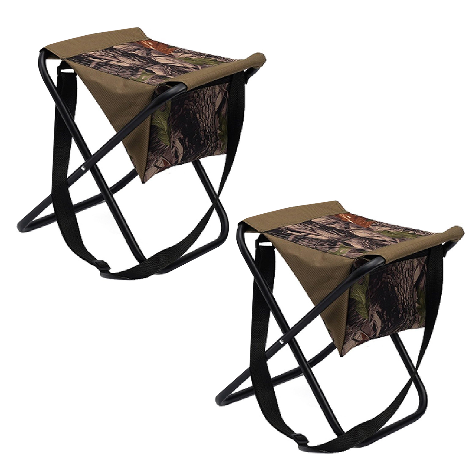 Eurocatch Opvouwbare stoel | Viskrukje | Incl. Tas en Draagriem | Camouflage Set 2 stuks