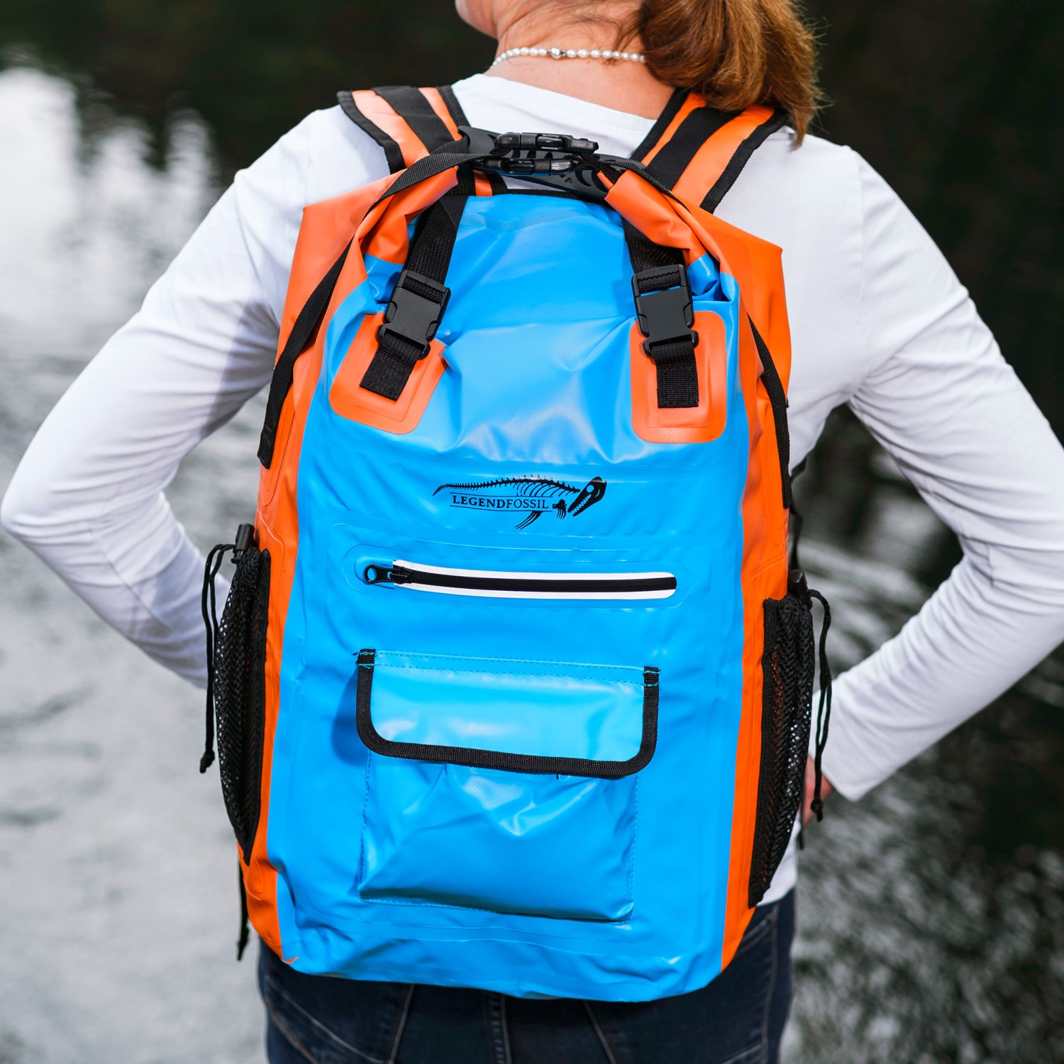 Legendfossil - Tarpaulin Rucksack Traveller - Bleu-Orange - 30L - Waterdicht - Rugzak - Backpack - Blauw - Oranje