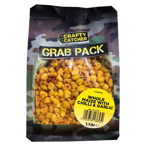 Crafty Catcher Whole Maize, Chilli & Garlic | Prepared Particles 1.1L | Grab Pack