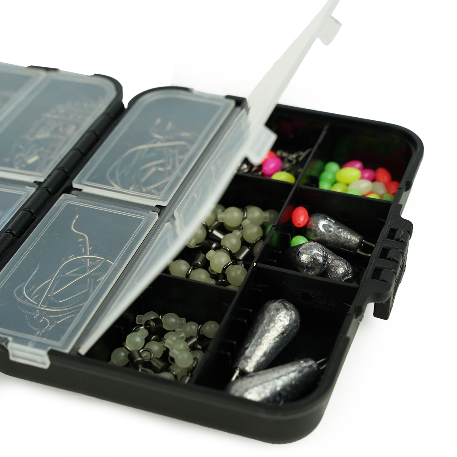 Fish-Xpro Hook&Swivel set - 177-Delig -Vishaakjes - Wartels -Visloodjes - incl. Tacklebox