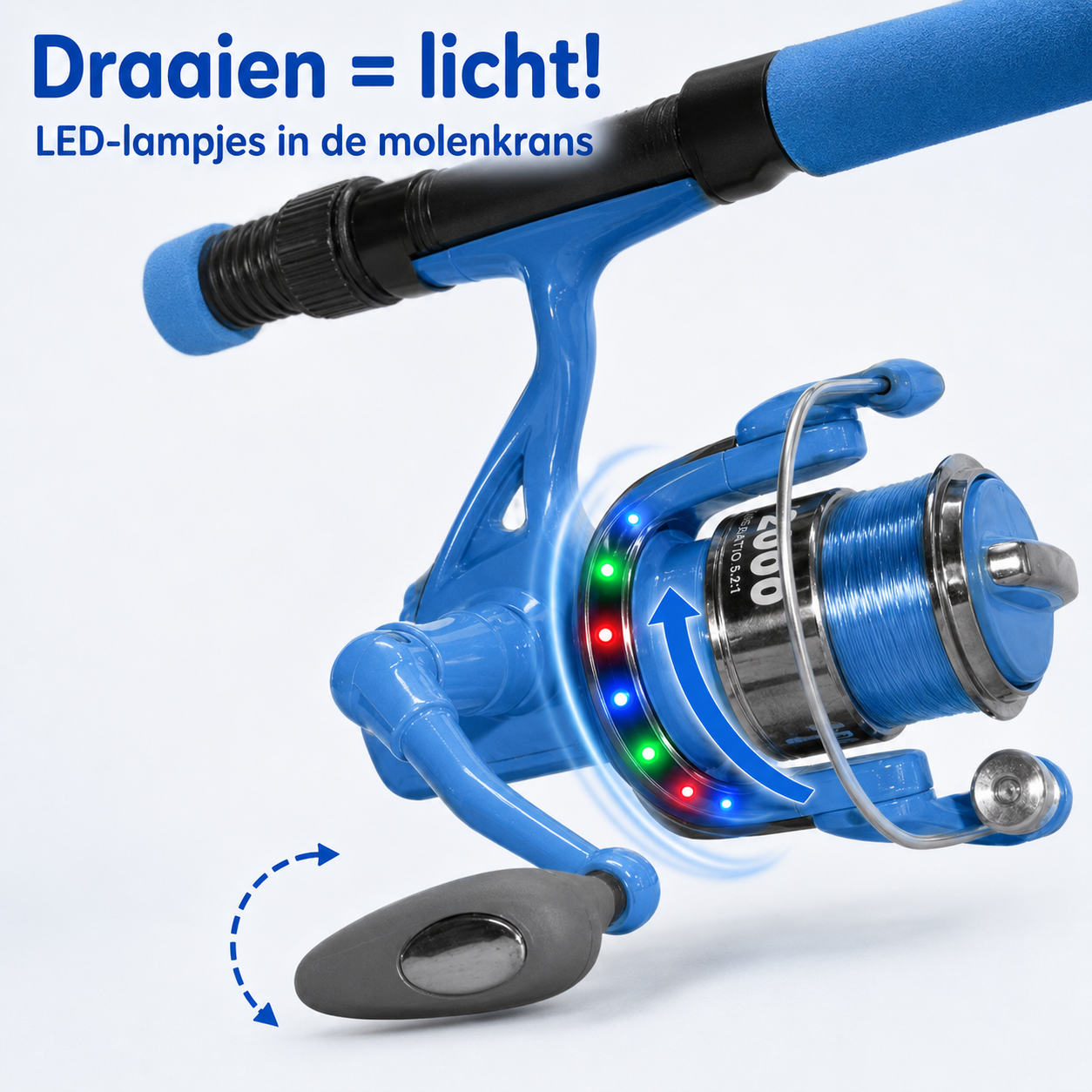 Fish-Xpro Firefly fish - Complete Hengelset- met lichtgevende molen - Hengel 2.10m - Stoel en accessoires  # zeer compleet  