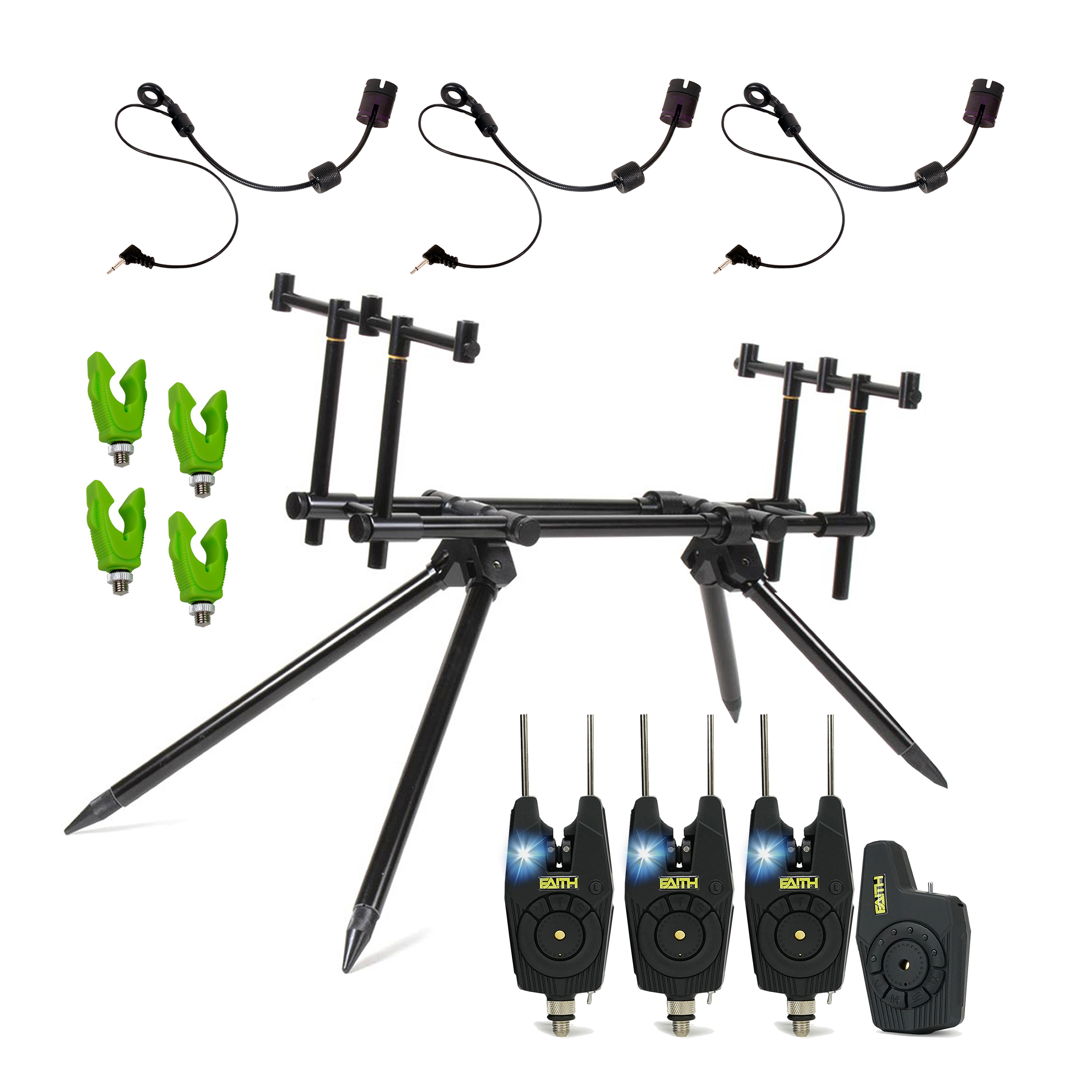 Faith VX3 Rodpod set Deluxe - Rodpod Karper - Set incl Beetmelders