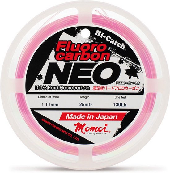 Momoi 100 % Fluorcarbon Leader 25m - 150Lbs - 1.28mm - Roze - Made in Japan