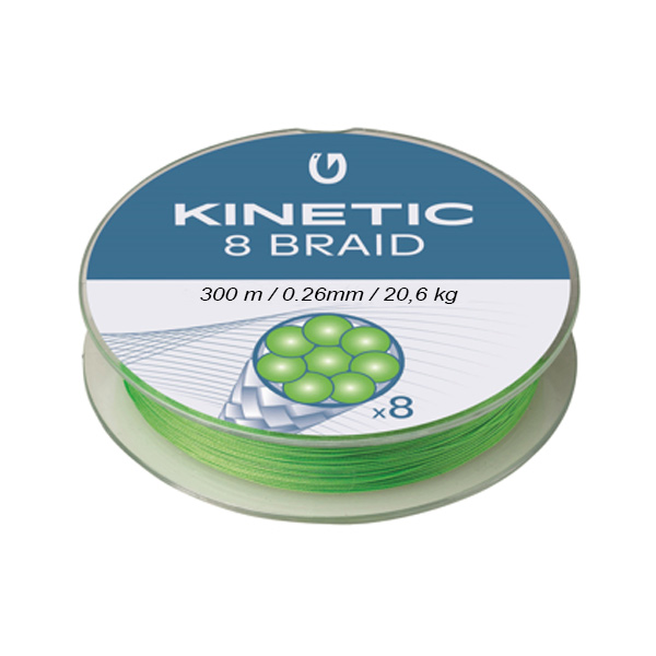 Kinetic 8 Braid | Fluo Green | 300m | 0.26mm | 20.6kg | Gevlochten Lijn