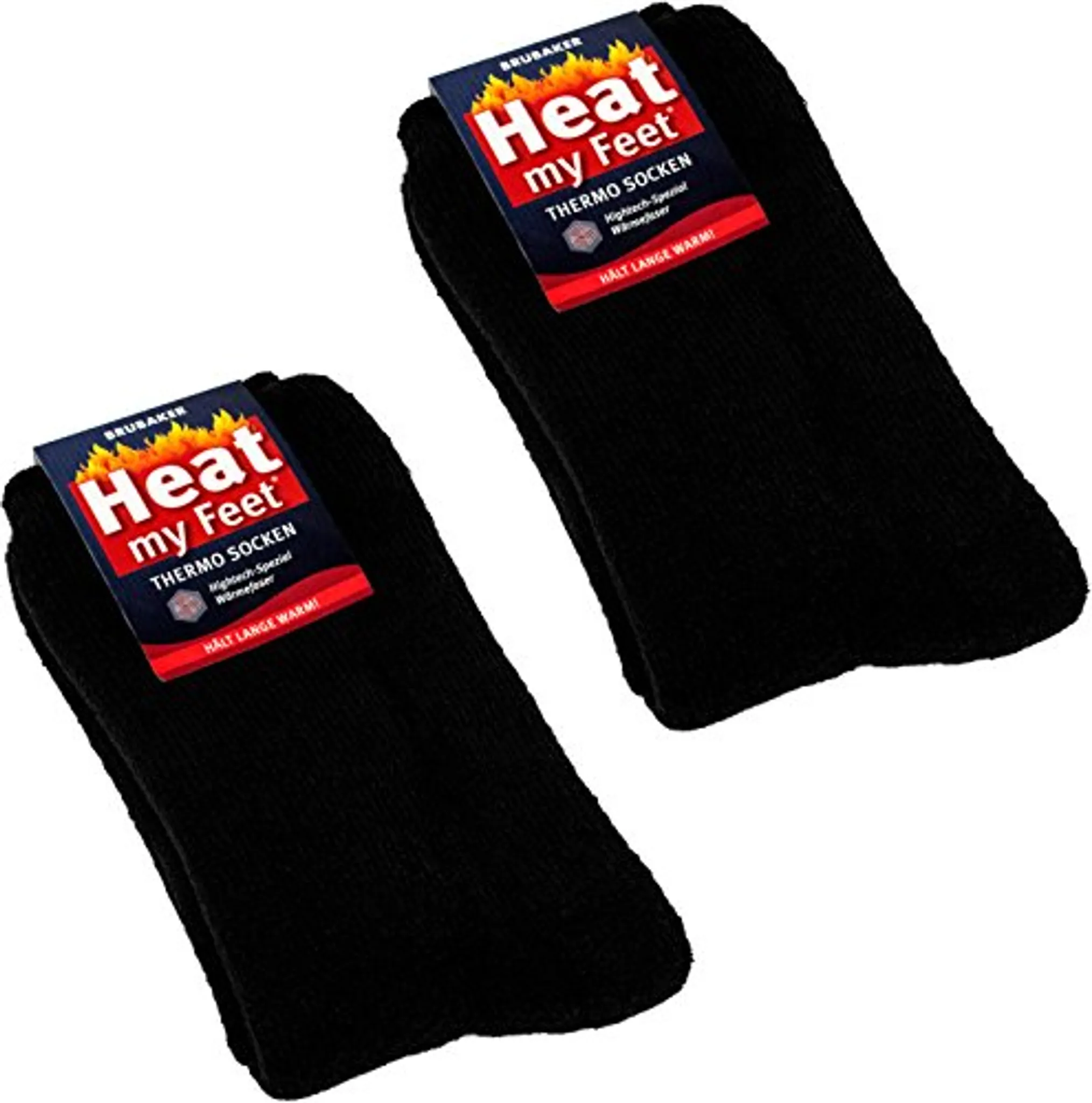2-Paar Brubaker Thermosokken - Zwart - Heat my Feet  Uniseks 
