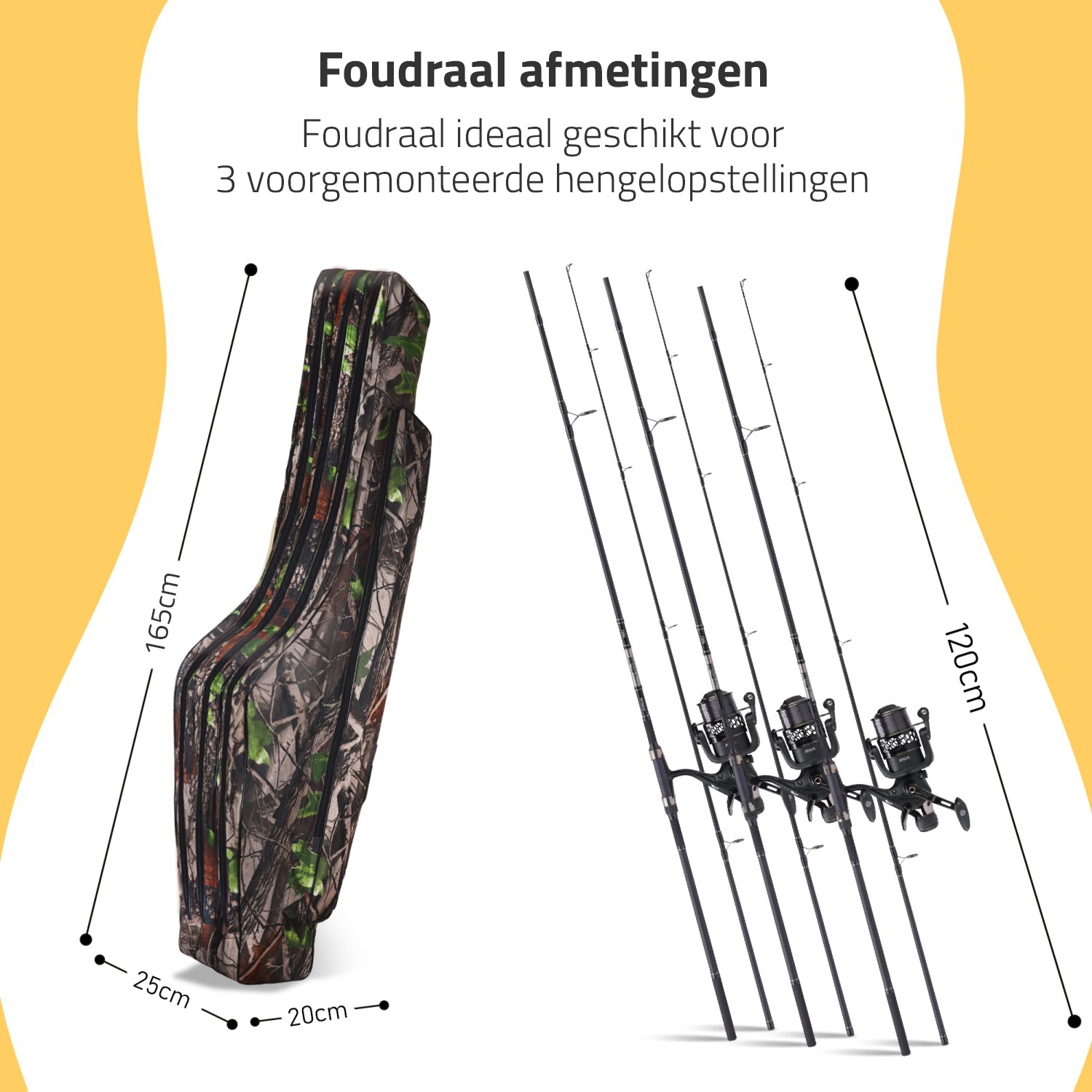 Traxis  Hengel Foudraal |1.65m | Plek voor 3-Hengels | Camouflage Rod Bag 